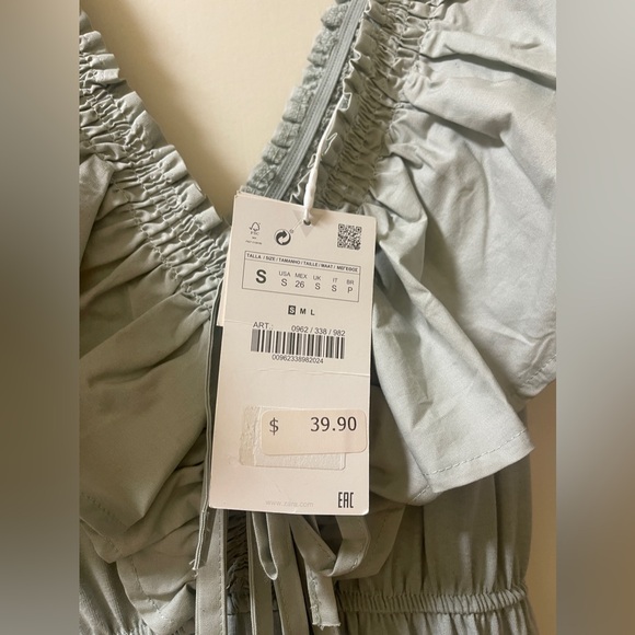New with Tags ZARA Long Summer Dress Sage Green Size Small - Picture 4 of 6